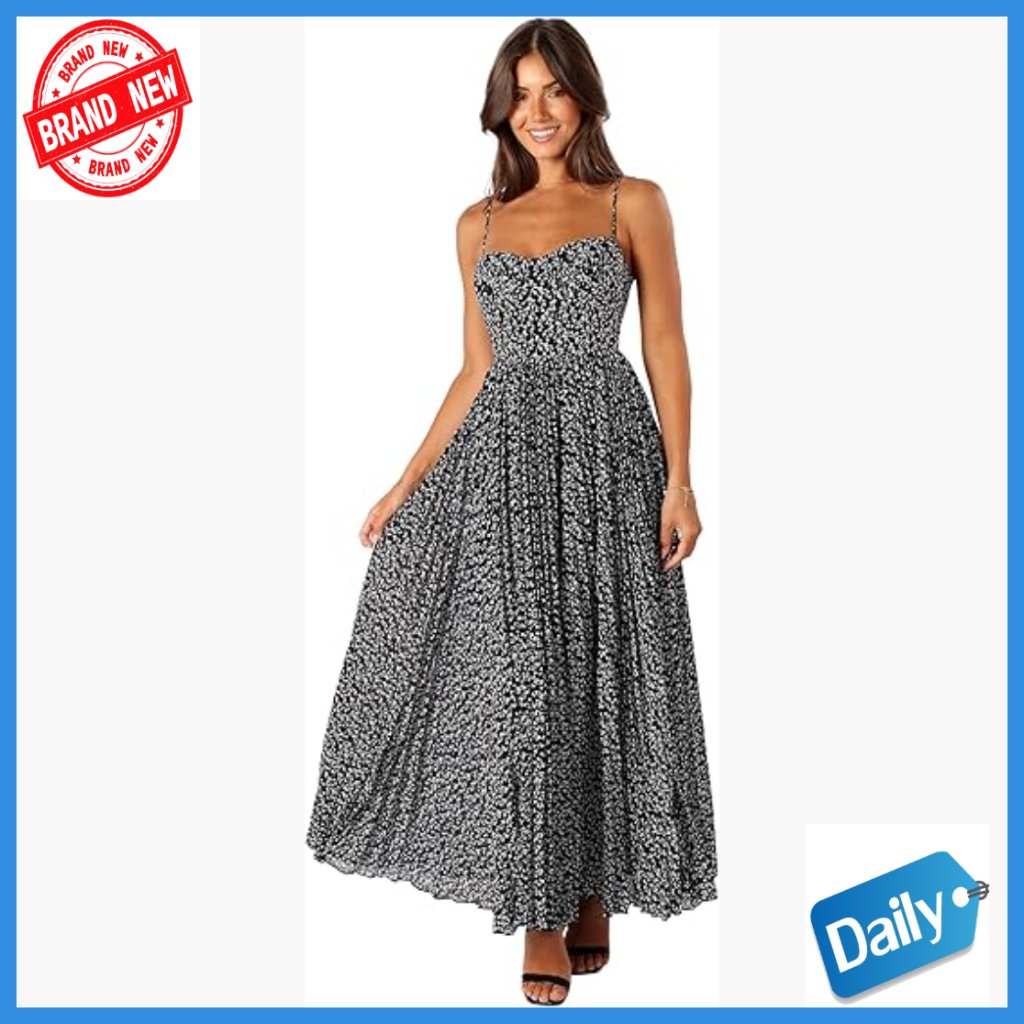 Maxi Dress With Sweetheart Neckline, Adjustable Straps, Padded Bust